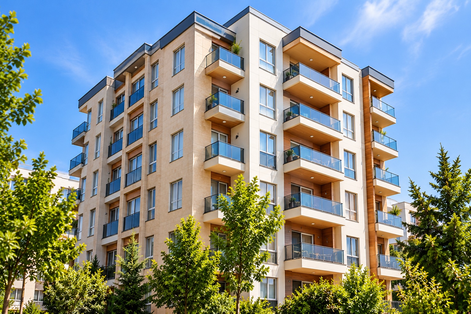 Site ve apartman yönetimi hizmeti için modern apartman görünümü